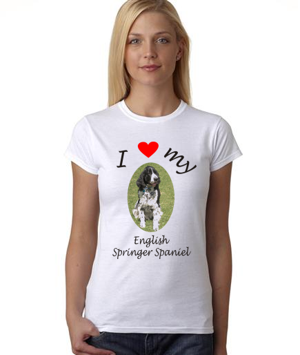 Dogs - I Heart My English Springer Spaniel on Womans Shirt